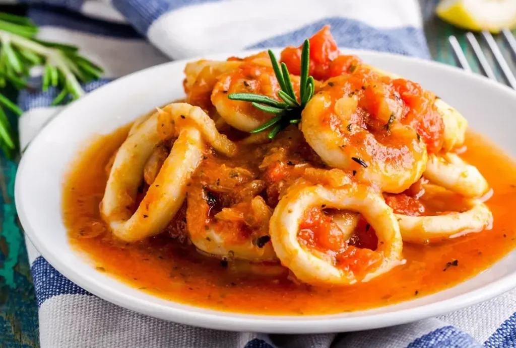 squid with seafood sauce recipe