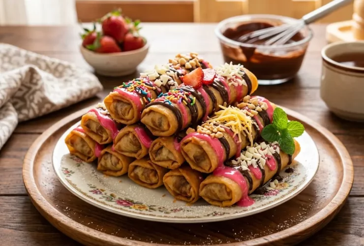 banana roll coklat strawberry